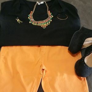 Orange Skinny Ankle Jeans
